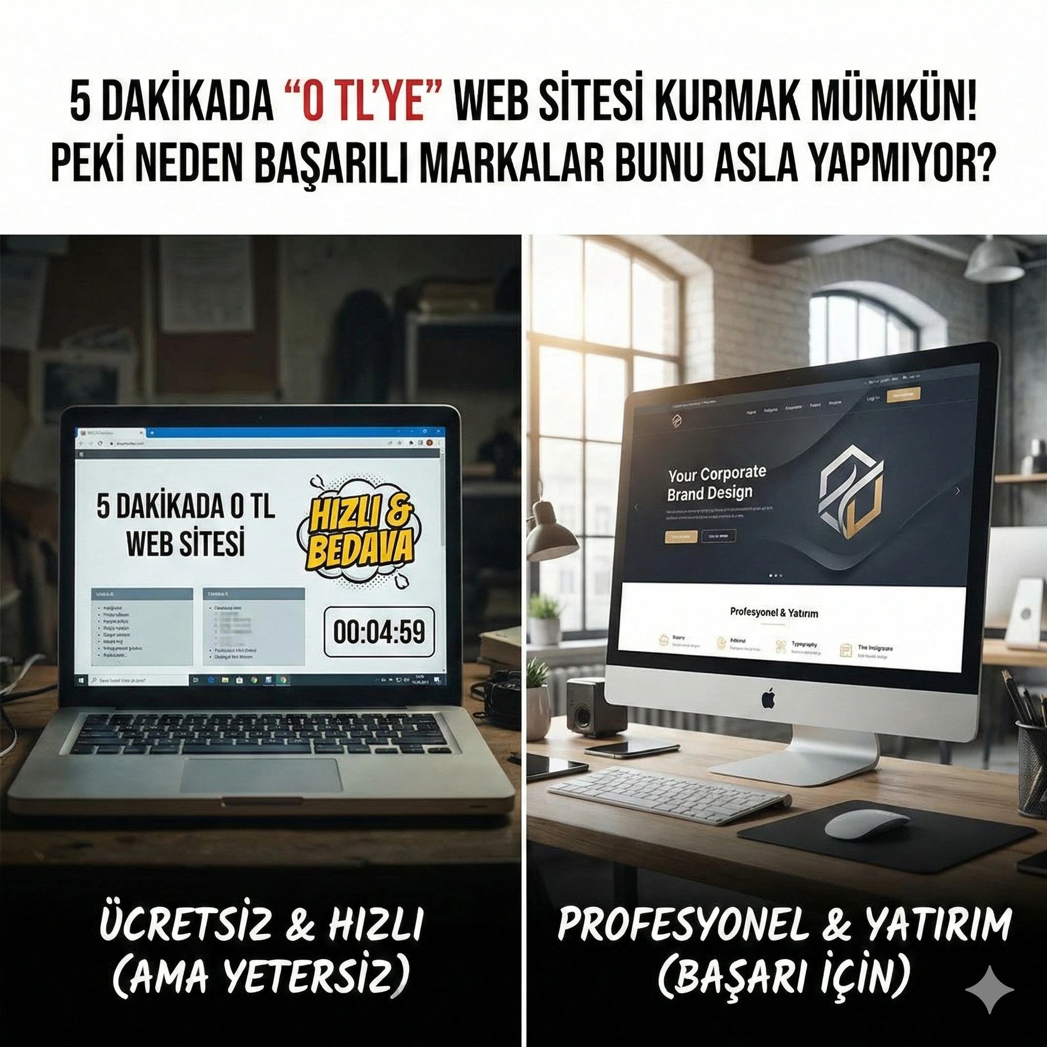 5 Dakikada "0 TL'ye" Web Sitesi Kurmak Mümkün! Peki Neden Başarılı Markalar Bunu Asla Yapmıyor?
