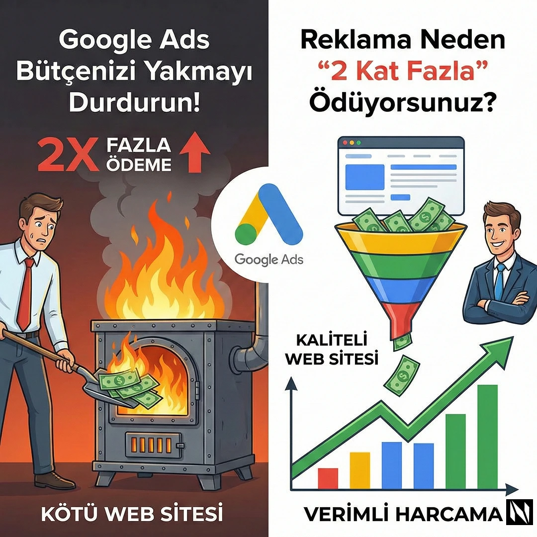 Google Ads Bütçenizi Yakmayı Durdurun! Kötü Bir Web Sitesi Yüzünden Reklama Neden "2 Kat Fazla" Ödüyorsunuz?