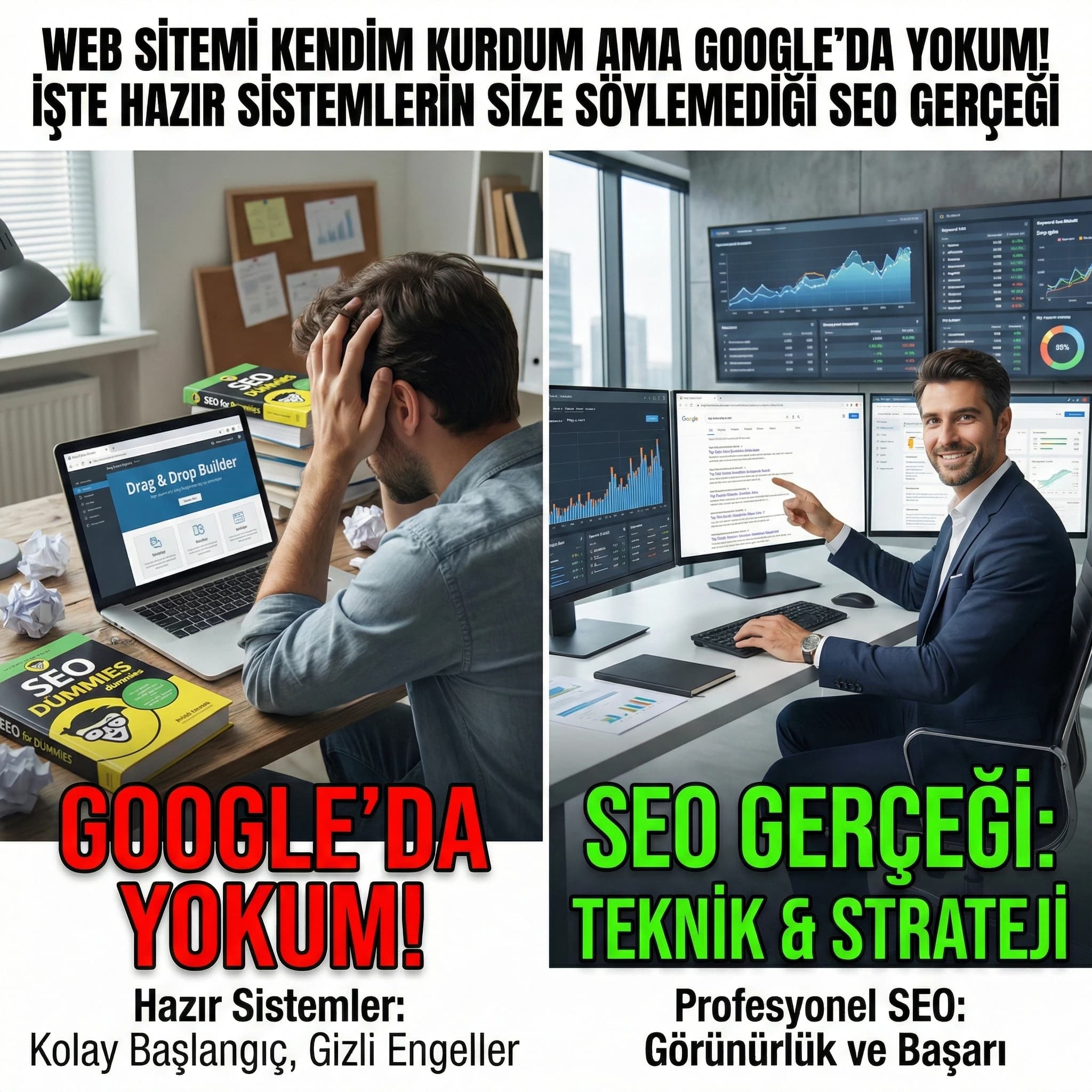 "Web Sitemi Kendim Kurdum Ama Google'da Yokum!" İşte Hazır Sistemlerin Size Söylemediği SEO Gerçeği