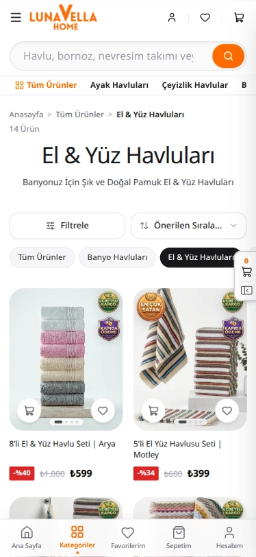 Lunavella Home Mobil Deneyim ve Hızlı Satın Alma Akışı